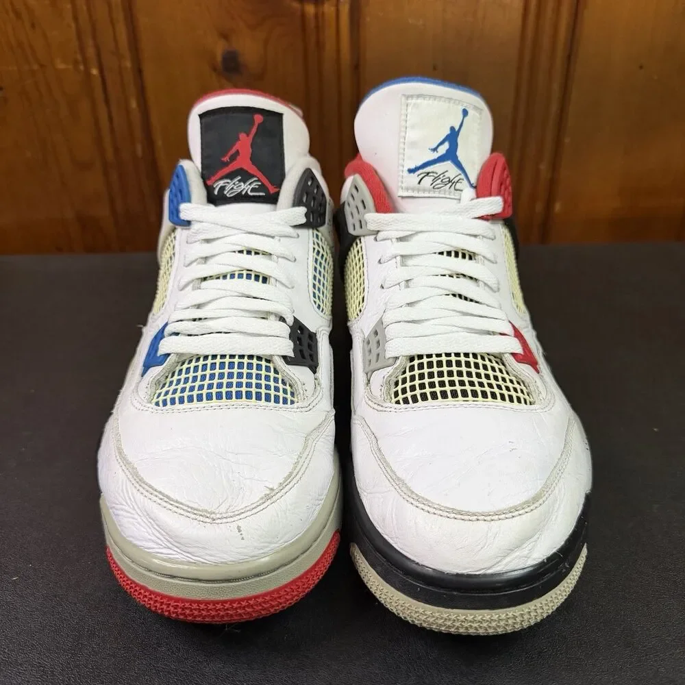 Jordan 4 What The Size 12 Men CI1184-146 Mismatch White Blue Red Cement
